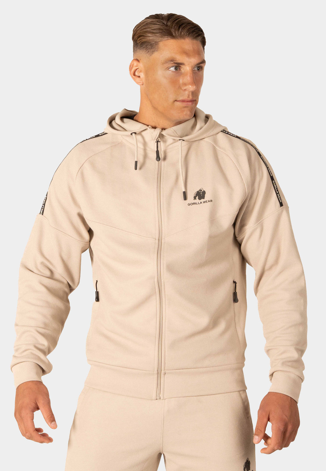 Harvey Hooded Track Jacket - Beige