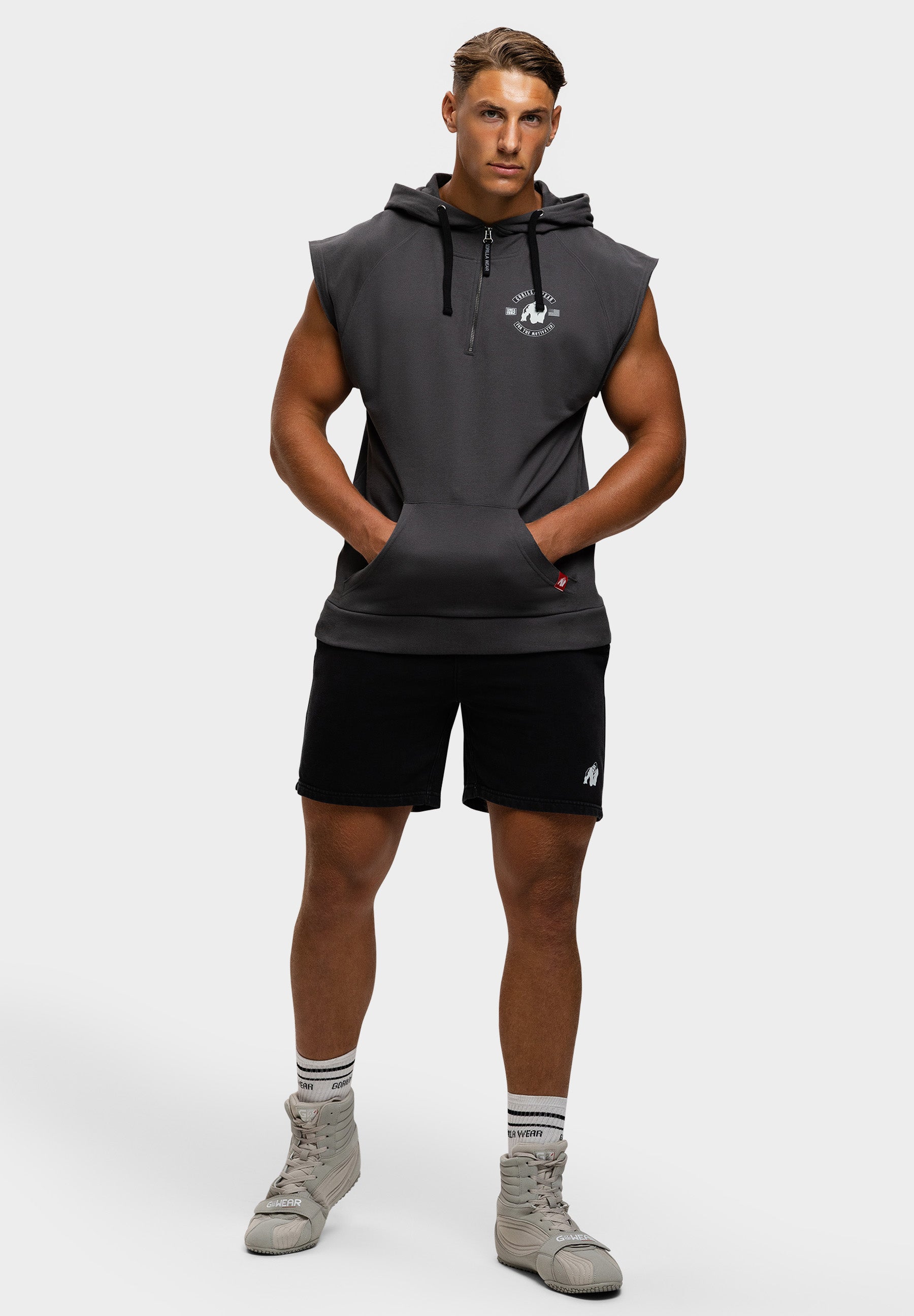 Huntley Sleeveless Hoodie - Dark Gray