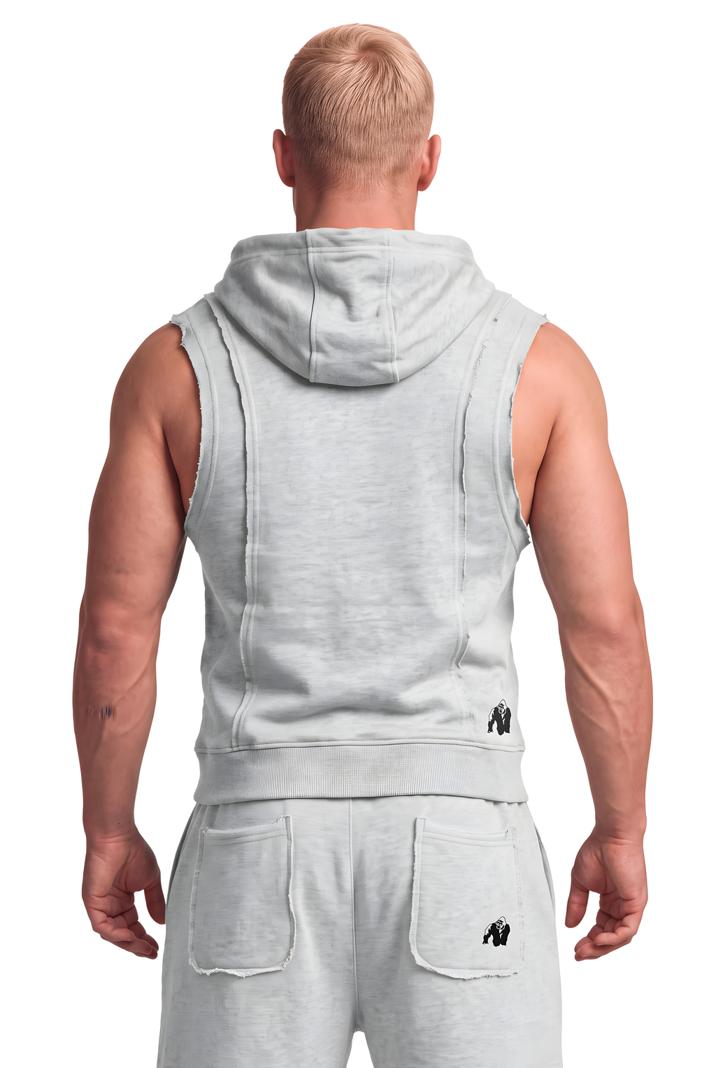 Asheville Raw Sleeveless Hoodie - Gray