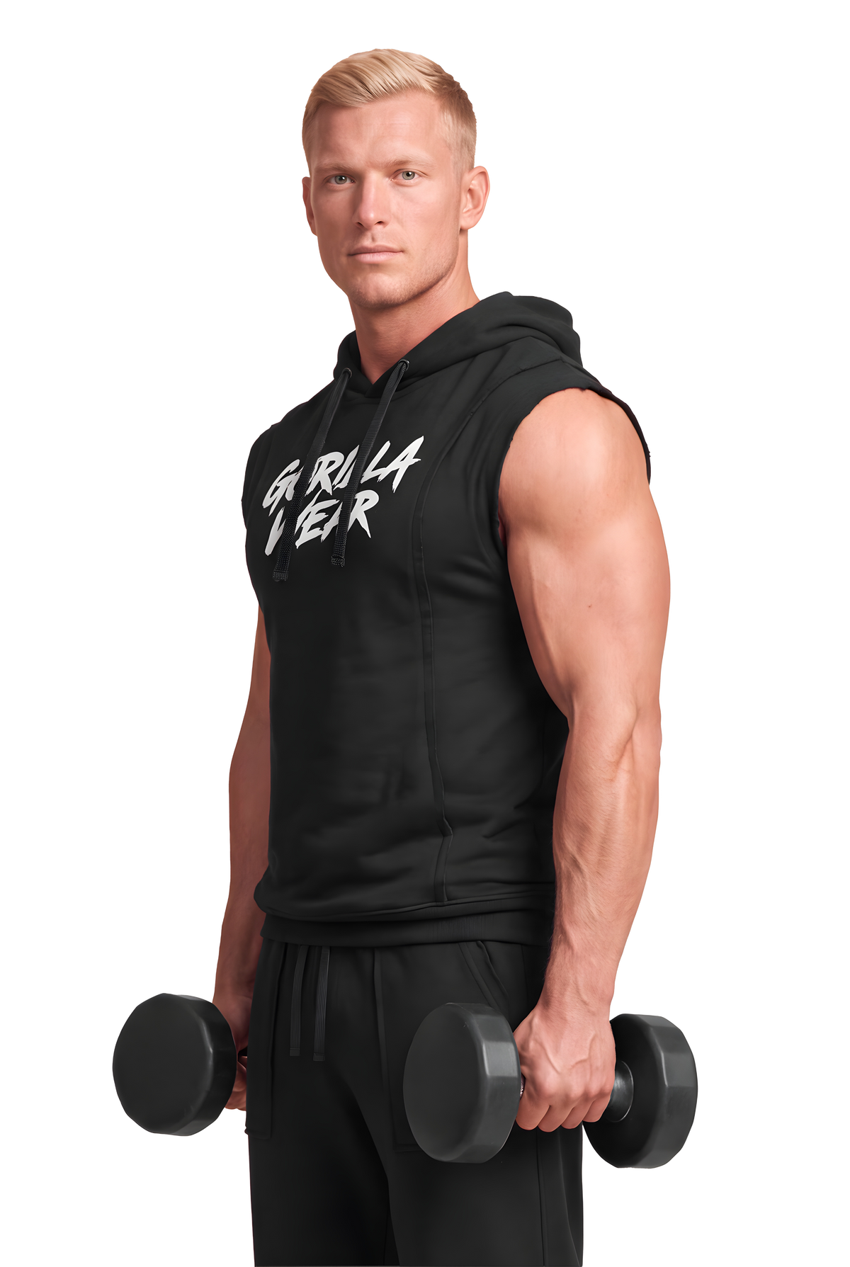 Asheville Raw Sleeveless Hoodie - Black