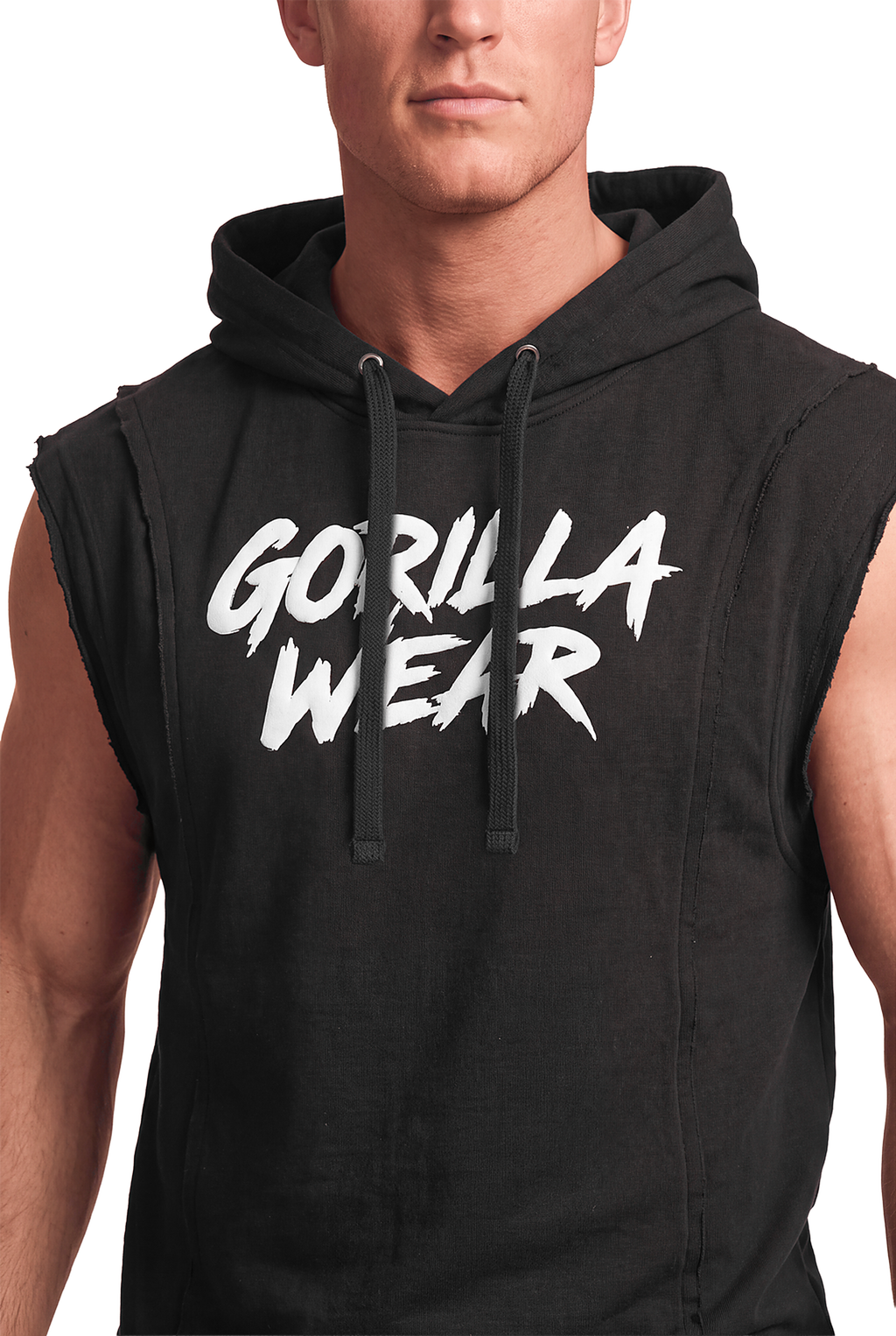 Asheville Raw Sleeveless Hoodie - Black