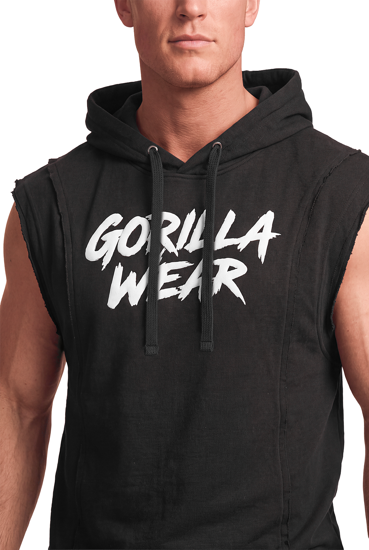 Asheville Raw Sleeveless Hoodie - Black