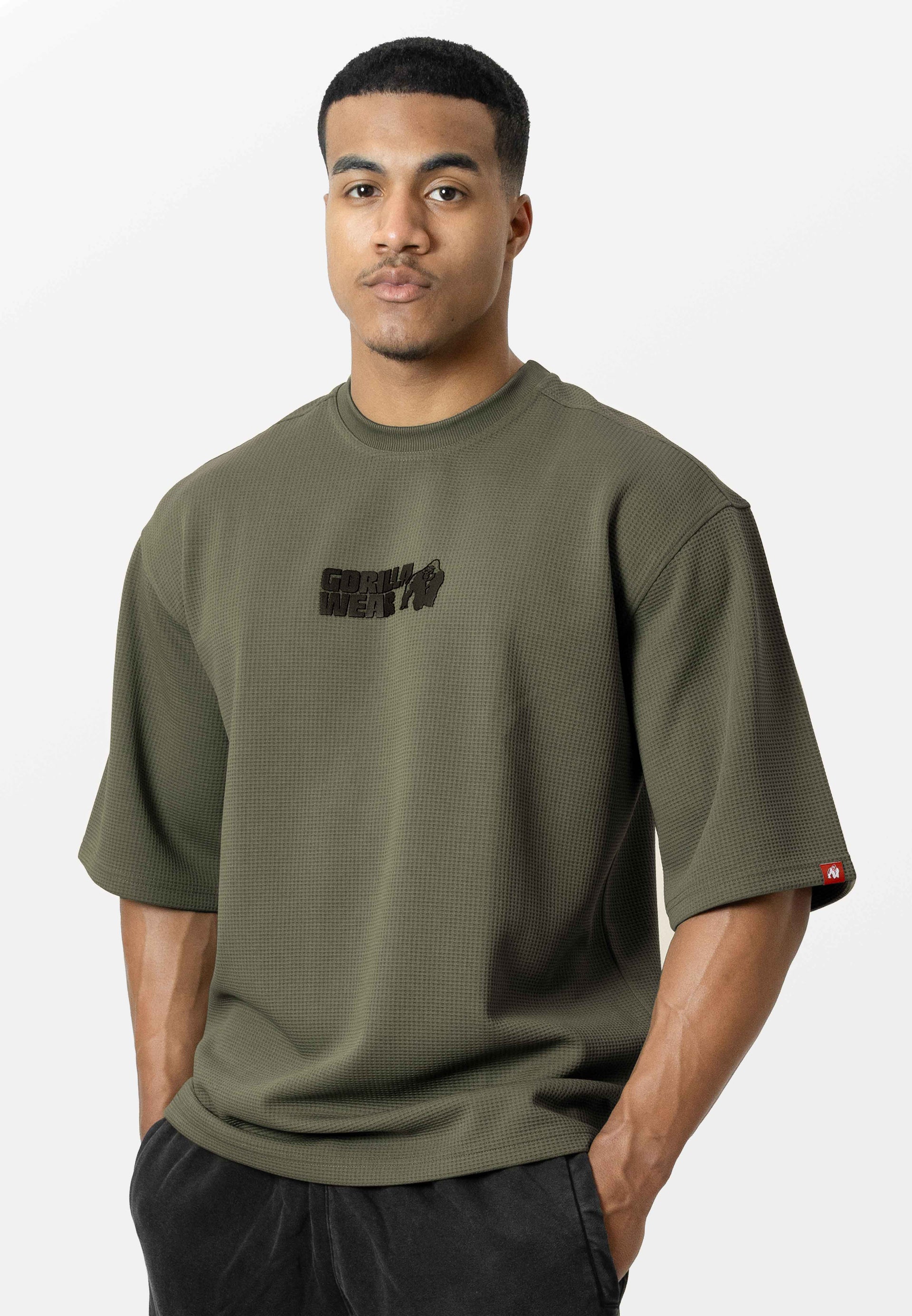 Idaho Oversized Waffle T-Shirt - Army Green