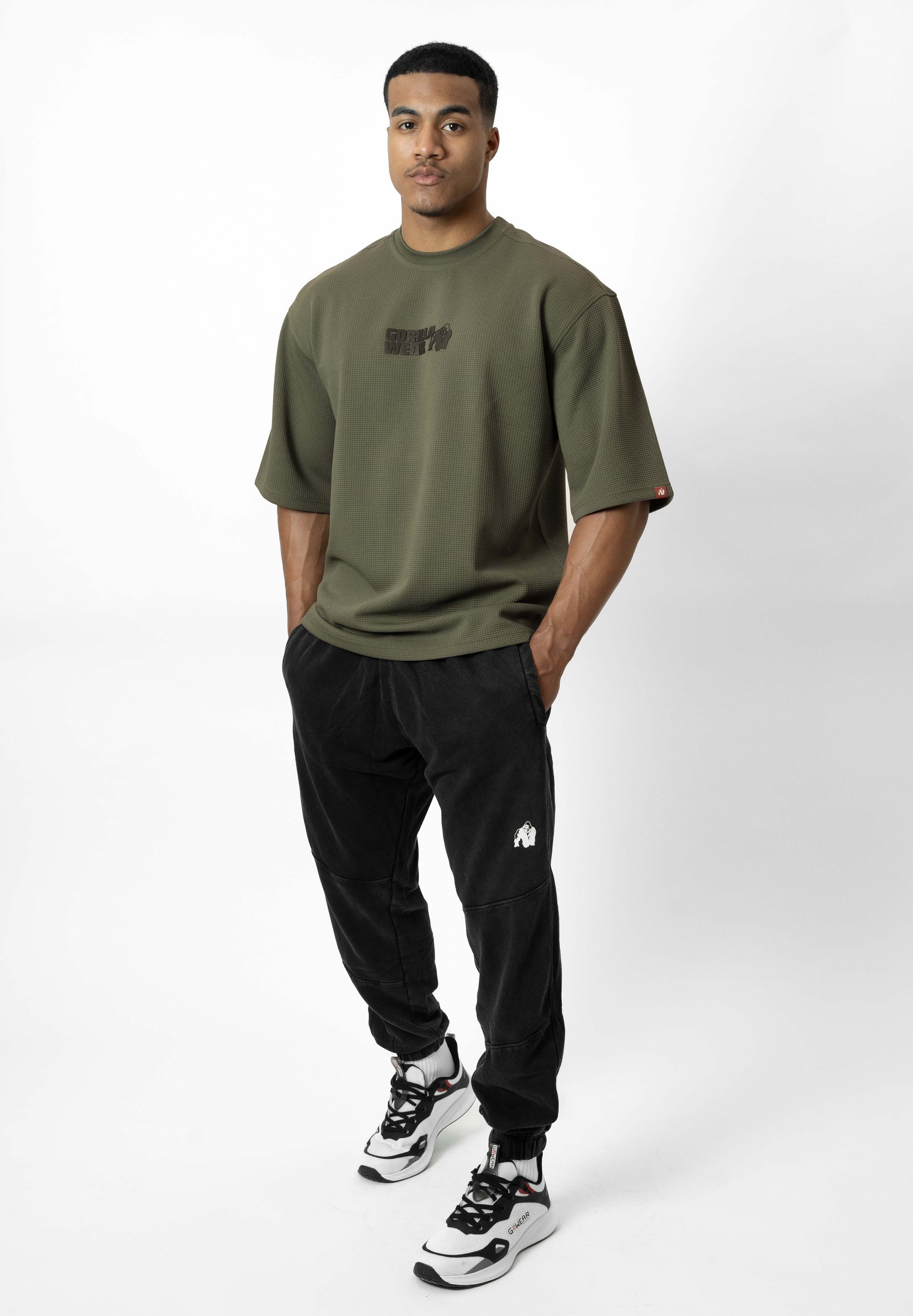 Idaho Oversized Waffle T-Shirt - Army Green