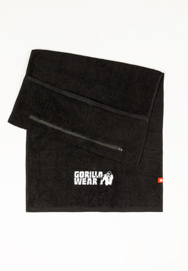 Zip Pocket Gym Towel - Black