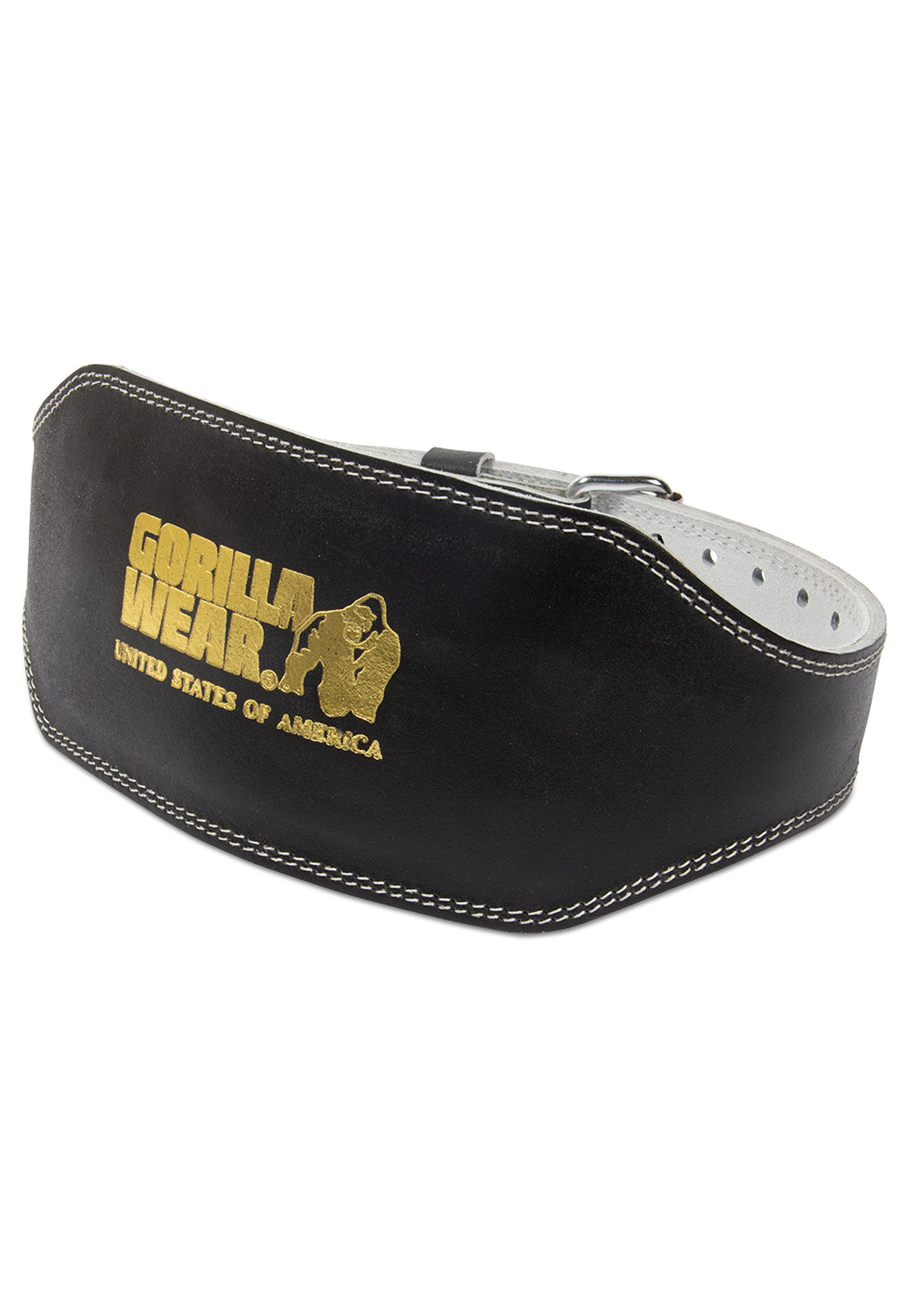 Gorilla Wear 6 Inch Padded Leather Lifting Belt - Black/Gold