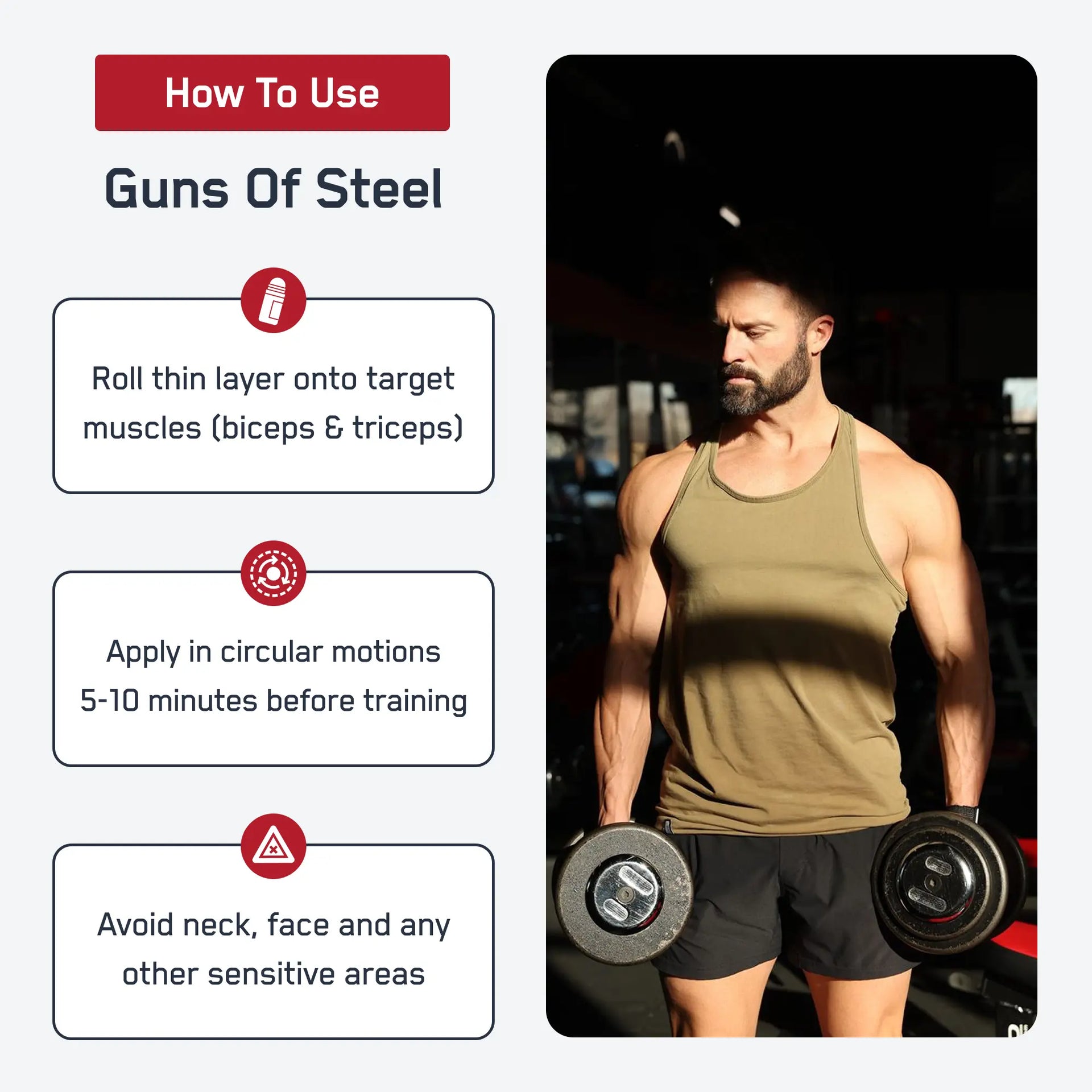 Guns of Steel® – Aktivizues Topikal për Muskuj