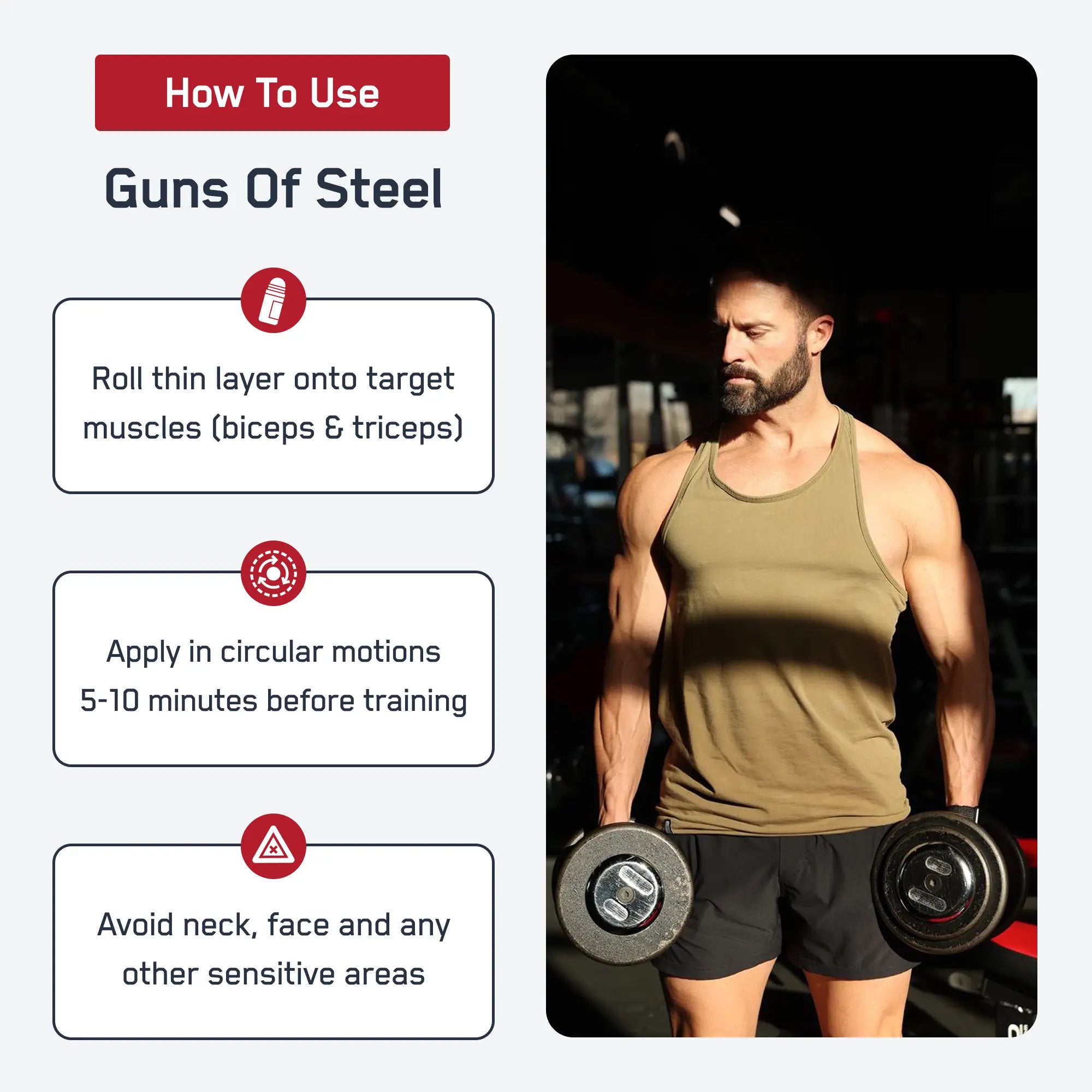 Guns of Steel® – Aktivizues Topikal për Muskuj