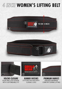 Gorilla Wear 4 Inch Women's Lifting Belt - Black