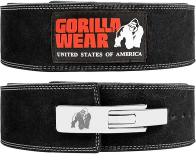 Gorilla Wear 4 Inch Leather Lever Belt - Black