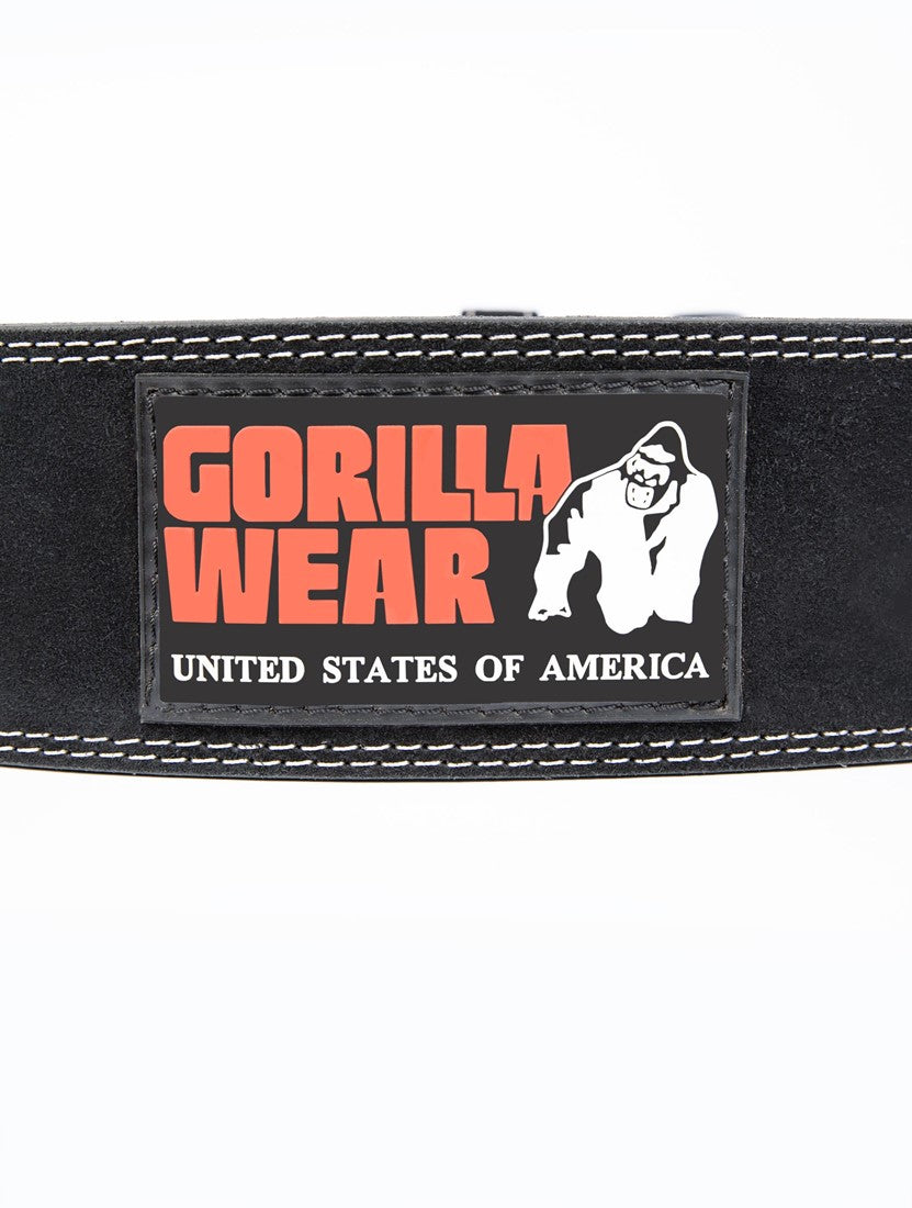 Rrip peshëngritjeje Gorilla Wear prej lëkure 4 inç - i zi