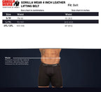 Rrip peshëngritjeje Gorilla Wear prej lëkure 4 inç - i zi