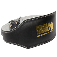 Load image into Gallery viewer, Gorilla Wear 6 Inch Padded Leather Lifting Belt - Black/Gold