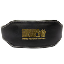 Load image into Gallery viewer, Gorilla Wear 6 Inch Padded Leather Lifting Belt - Black/Gold