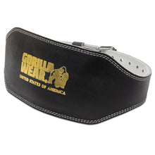 Load image into Gallery viewer, Gorilla Wear 6 Inch Padded Leather Lifting Belt - Black/Gold